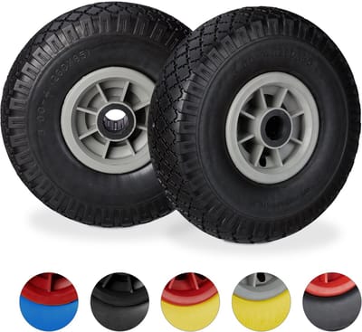 4x steekwagenwiel - 25 mm - kunststof velg - anti lek band - 3.00-4 inch