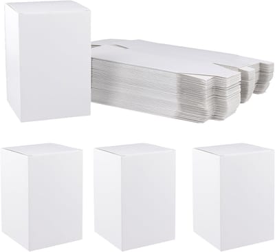 40 Stuks Kleine Witte Papieren Cadeau Dozen met Deksel, 10x10x15cm voor Verjaardag, Bruiloft en Verpakking