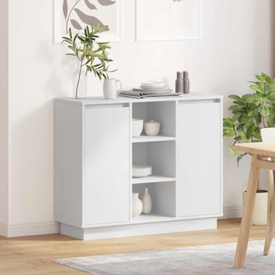 vidaXL - LED - Dressoir - Wit - 90 - x - 32 - x - 75 - cm - Bewerkt - hout