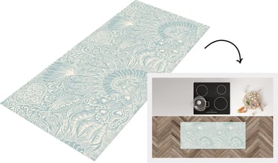 Keukenloper - Loper keuken - Koraal - Hart - Zeewier - Vis - Patroon - 120x50 cm - Keukenloper vinyl