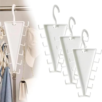 Cintre en V Rotatif à 360° Support de Rangement avec 12 Crochets Cintre Mural Double Face Gain de Place Porte-Chapeaux Étagère pour Armoire 3pcs