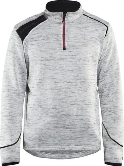 Blåkläder 4943-2117 Gebreid Sweatshirt 1/2 rits Grijs melange/rood maat L