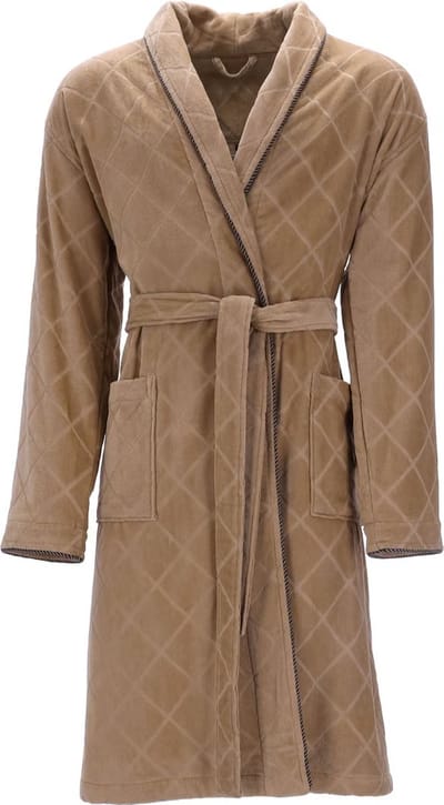 VOSSEN® Heren Badjas "Barron" – 1 Stuk – Maat M – Kleur: Camel – Luxe Webvelours 100% Katoen