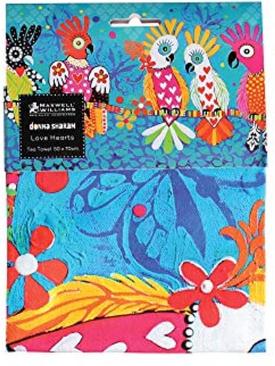 Theedoek met Dierenprint en Babbelmotief - 100% Katoen, Turquoise - 50 x 70 cm