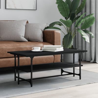 vidaXL - Salontafel - 100x50x40 - cm - bewerkt - hout - zwart - eikenkleurig