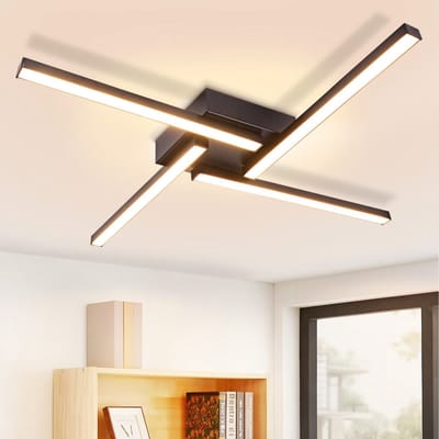 NETTLIFE Plafondlamp LED - 4-Lichts - Zwart - 3000K Warm wit Licht - Metaal en PC - Moderne Plafondverlichting - voor Woonkamer | Slaapkamer - 24W