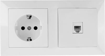 Telefoon Contactdoos - Wandcontactdoos - Igia Cika - Inbouw - 1-voudig Stopcontact - 1-voudig Telefoon - Randaarde - Incl. Afdekraam - Wit