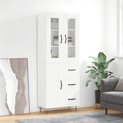vidaXL - Hoge - kast - 69,5x34x180 - cm - bewerkt - hout - wit