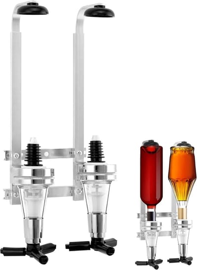 Dual Head Dispenser Wandgemonteerde Fleshouder van Aluminium Legering voor Bar en Feesten - Perfect voor Drankjes, Cocktails en Evenementen