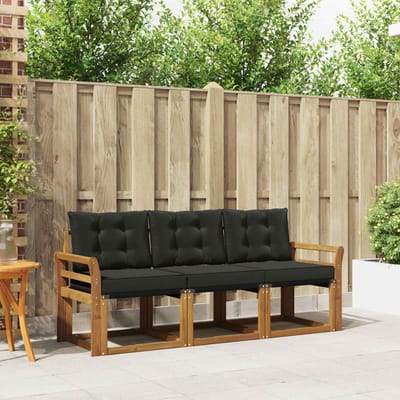 vidaXL - Buiten - bank - set - 3 - st - Natuurlijk - en - zwart