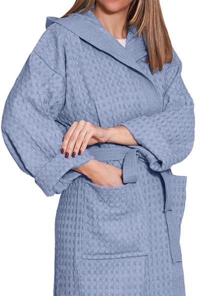 Re Sole Big waffle badjas met capuchon Maat XXL Keur Blauw