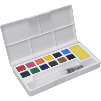 Solide Pigment Kinderen Buiten Schetsen Schilderen Draagbare Pigment Kit Kunstbenodigdheid 12 Kleuren gray