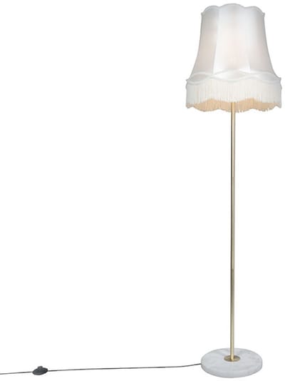 QAZQA kaso - Retro Vloerlamp | Staande Lamp met kap - 1 lichts - H 1750 mm - Crème - Woonkamer | Slaapkamer | Keuken