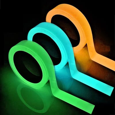 Pack of 3 Fluorescent Adhesive Tape - 10 mm Self-Adhesive Waterproof Light Tape - Warning Tape Phosphor Adhesive Tape for Safety Signals - Groene Blauwe Gele Kleur