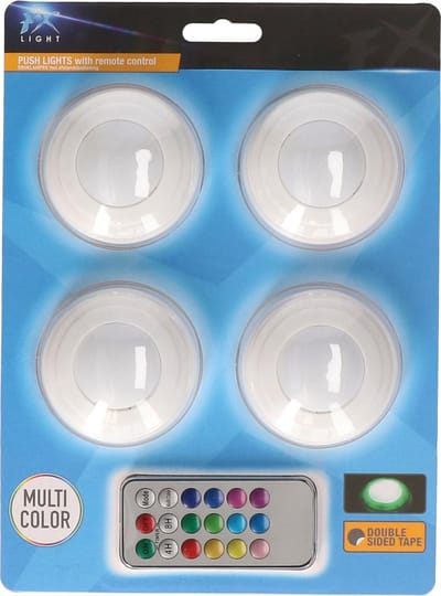 FX Light LED Nachtlampjes set van 4x - draadloos - multi kleuren - kinderkamer - incl. afstandsbediening
