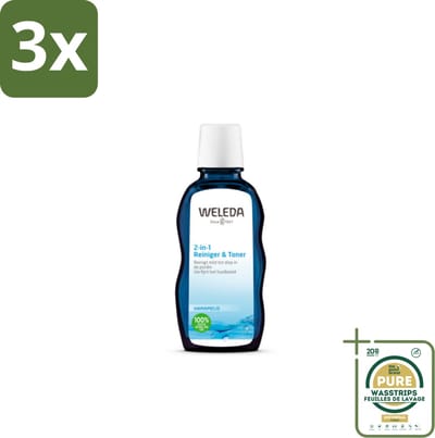 3 x WELEDA - Reiniger & Toner 2‑in‑1 - 100 ml - Grootverpakking - Gezichtsreiniger - Gezichtsverzorging - 2-in-1 - Natuurlijke Reiniger - Huidverzorging