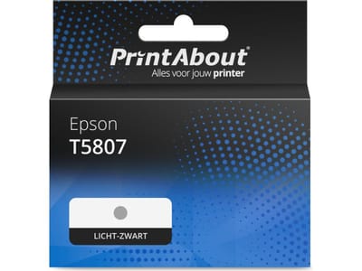 PrintAbout huismerk Inktcartridge T5807 Licht-zwart Geschikt voor Epson