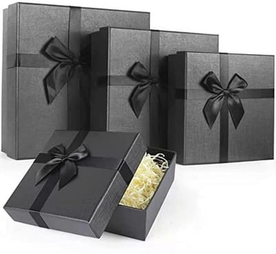 Elegante zwarte geschenkdozen set van 4 - Luxe verpakking voor verjaardagen, jubilea en feestdagen