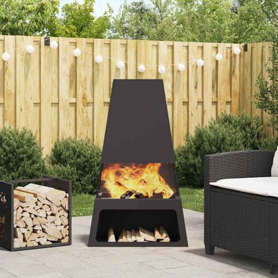 vidaXL - Vuurkom - Zwart - 60 - x - 35 - x - 100 - cm - weervast - staal
