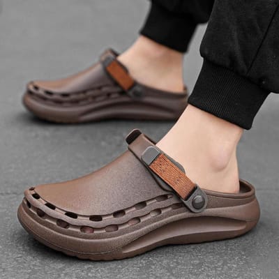 Sneldrogende EVA effen kleur herensandalen mode trendy lichtgewicht outdoor reisbenodigdheden strandschoenen casual herenslippers 42-43 beige
