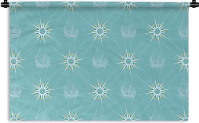 Wandkleed - Wanddoek - Kompas - Zeilen - Boot - Patronen - 180x120 cm - Wandtapijt