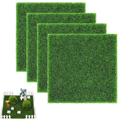 Allecto - Kunstgras - Miniatuur Tuin Decoratie - Voor Binnen en Buiten - 15x15 cm - Tuinaccessoire - Groen - Geschikt voor Decoratie - Klein formaat