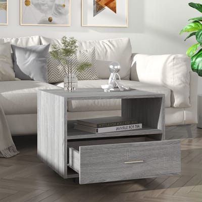 vidaXL - Salontafel - 55x55x40 - cm - bewerkt - hout - grijs - sonoma - eikenkleurig