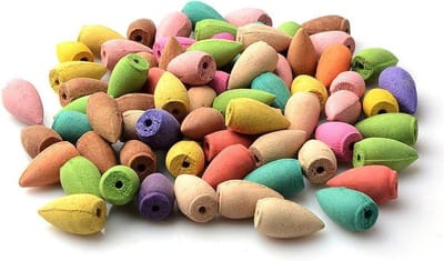 LotaHome - Wierook Kegels - 90 stuks - Wierook Waterval - 90 diverse Ontspannende Geurende Kegels - 6 Geuren - Voor Wierookhouder - Meditatie - Mindfulness - Ontspanning - Natuurlijke Aroma's - Cadeau