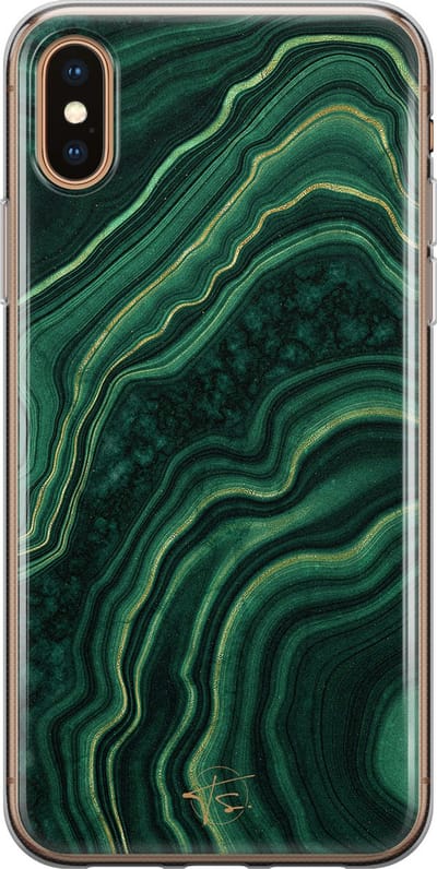 Hoesje geschikt voor iPhone Xs - Agate groen - Soft Case - TPU - Print - Groen - Mooie Telefoonhoesjes