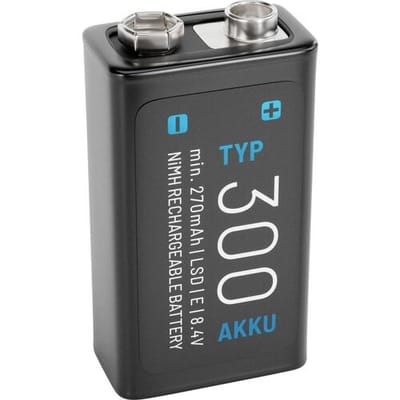 Oplaadbare 9V batterij (blok) Absina 300 NiMH 8.4 V 270 mAh 1 stuk(s)