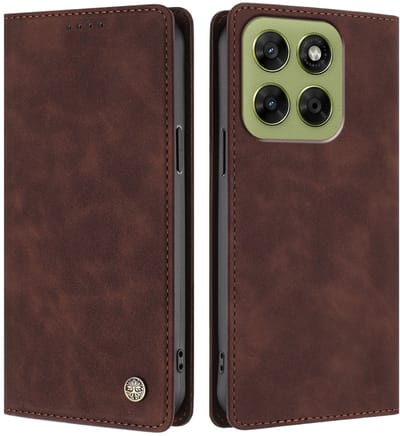 Coverup Hoesje - Geschikt voor Motorola Moto G67 / G77 / G87 Hoesje - Coverup Classic Book Case - Bruin