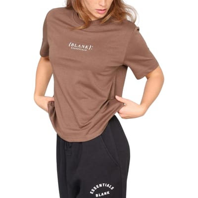 Blank Essentials Dames-T-shirt met logo uit de Essentials-collectie in boyfriend-stijl (Chocolade)
