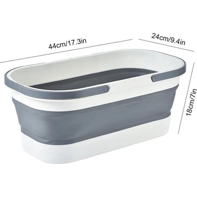 Seau à balai pliant rectangulaire en plastique de 30 L, grande capacité, pour le camping, le nettoyage ménager et la salle de bain