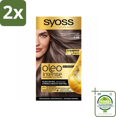 SYOSS - Oleo Intense 7-56 Mokka Donkerblond - Haarverf - Zonder Ammoniak - Grijsdekking - Langdurige Kleur - Voordeelverpakking - 2 stuks - Permanente haarkleuring - Haarkleur