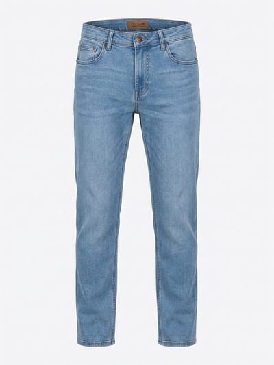 OMBRE Broek - Slim Fit - Katoen - Rits Licht Indigo S