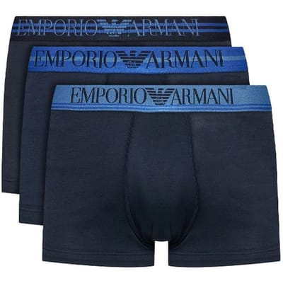 Emporio Armani FW21 Logo Hoge Elasticiteit Boxer Briefs 3-Pack Herenondergoed Blauw 111357-1A723-70435 S blue