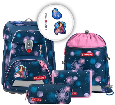 Step by Step schooltas FIT Schulranzen-Set 5-delig Mermaid Delia donkerblauw