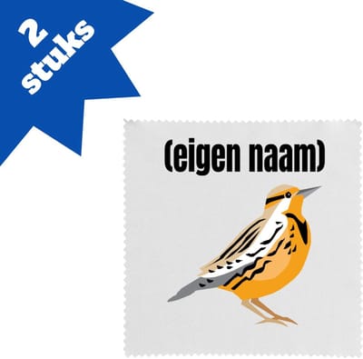 Akyol - oranje mus met eigen naam brillendoekjes - Vogels - dieren liefhebber - iemand die houdt van mussen - verjaardag - cadeau - kado - geschenk - 17,8 bij 17,8 cm - 2 stuks