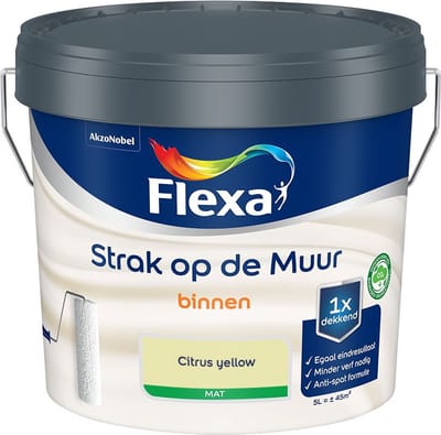 Flexa - Strak Op De Muur Binnen Mat - Citrus Yellow - Mengverf - 5 L