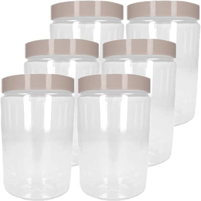 PlasticForte Voorraadpot/bewaarpot - 6x - 1L - kunststof - beige - B10 x H17 cm