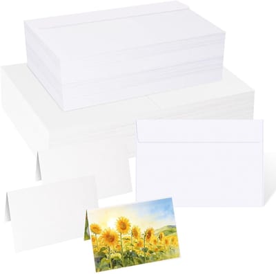 60 Blanco Aquarelkaarten met Enveloppen voor Creatief Ontwerpen en Schilderen, 10,2 x 15,2 cm, 300 g Katoen Aquarelpapier, Perfect voor Knutselen en Kunstprojecten