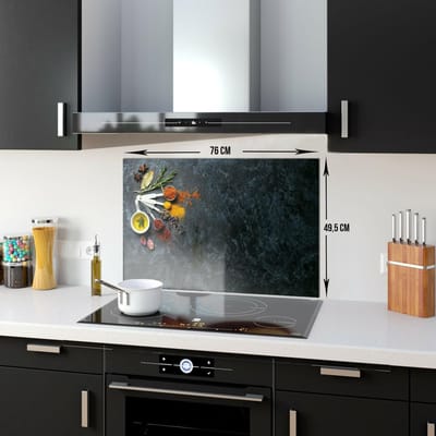 Kruiden Patroon Tempered Glas Spatbescherming Voor Achter de Kookplaat 49,5cm x 76cm