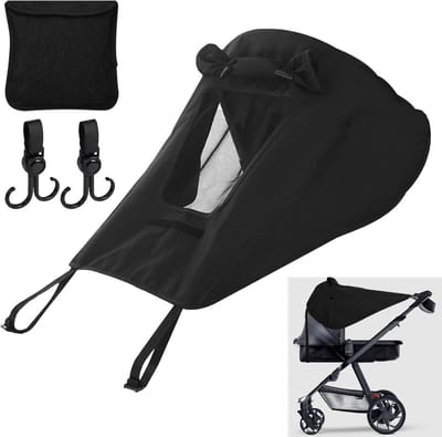 Luifelset Kinderwagen - Zonnekap Accessoire - Bescherming Buitenshuis - Universele Pasvorm - 1 Armband - Zwart