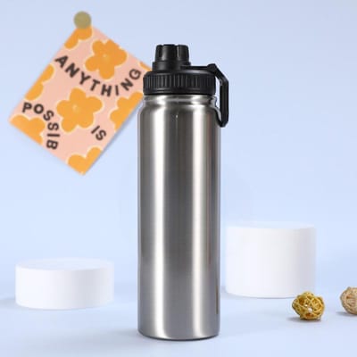 304 RVS Mok Outdoor Bergbeklimmen Draagbaar Hangring Rechte Beker Thee Scheiding Rechte Beker 750ml grijs