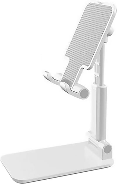 DrPhone FD02 – Opvouwbare Telefoonstandaard – Universeel Compatibel – Verstelbare Houder voor Smartphone – Wit/Zilver