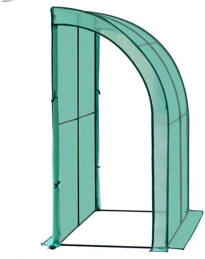 LabelOne Tuinkas - Kweekkas - Broeikas - Muurkas - 200x100x210 cm - oprolbare deuren - halfboogdak - stalen frame - groen