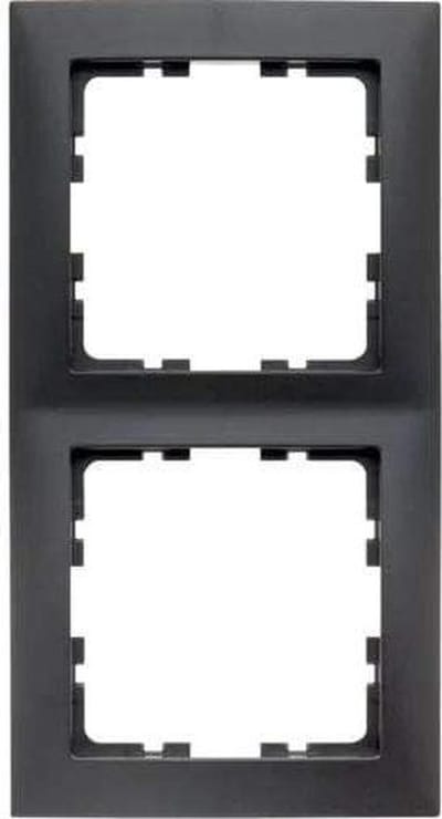 Afdekraam 2 elementen - Frame stopcontact Dubbel raam - Wandafwerking - Aluminium geanodiseerd - 2 elementen - Antraciet