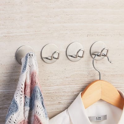 Zelfklevende RVS Wandhaken - Zware Wandhangers voor Handdoeken, Jassen en Hoeden - 4-Pack voor Badkamer en Slaapkamer