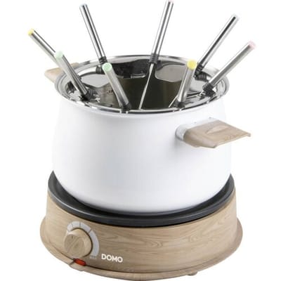 DOMO DO736F Fonduepan - Elektrische Fondueset - 8 personen - 1500W - 1,4 L - Houtlook/Wit