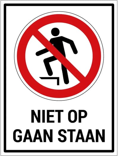 Niet op gaan staan bord met tekst | gecoat dibond materiaal | 20 x 15 cm